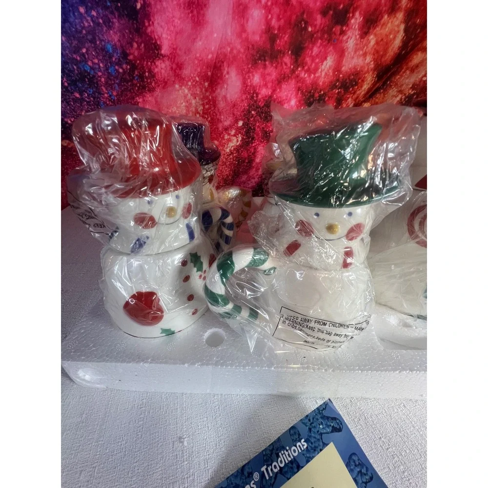 Temp-tations Traditions 5 Piece Snowman Tea Set 48oz Teapot 4 12oz Mugs Ceramic